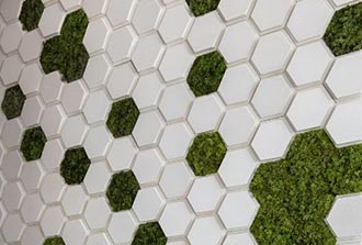 Pisos Cimentícios - Polygon Paris Branco - Moss Verde Tropical - Des. Newton Lima - Foto Favaro Jr.